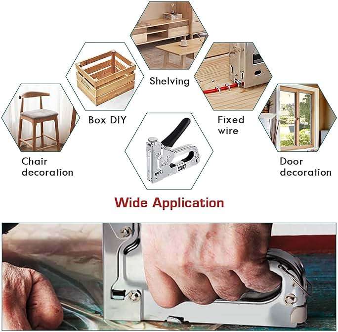 NEU MASTER 3 in 1 Staple Gun, Manual Upholstery Stapler Gun for Wood with 2000 Staples & Staple Remover, Adjustable Power Design for Furniture, Carpentry, DIY, Decoration & Home Repair - Image 6