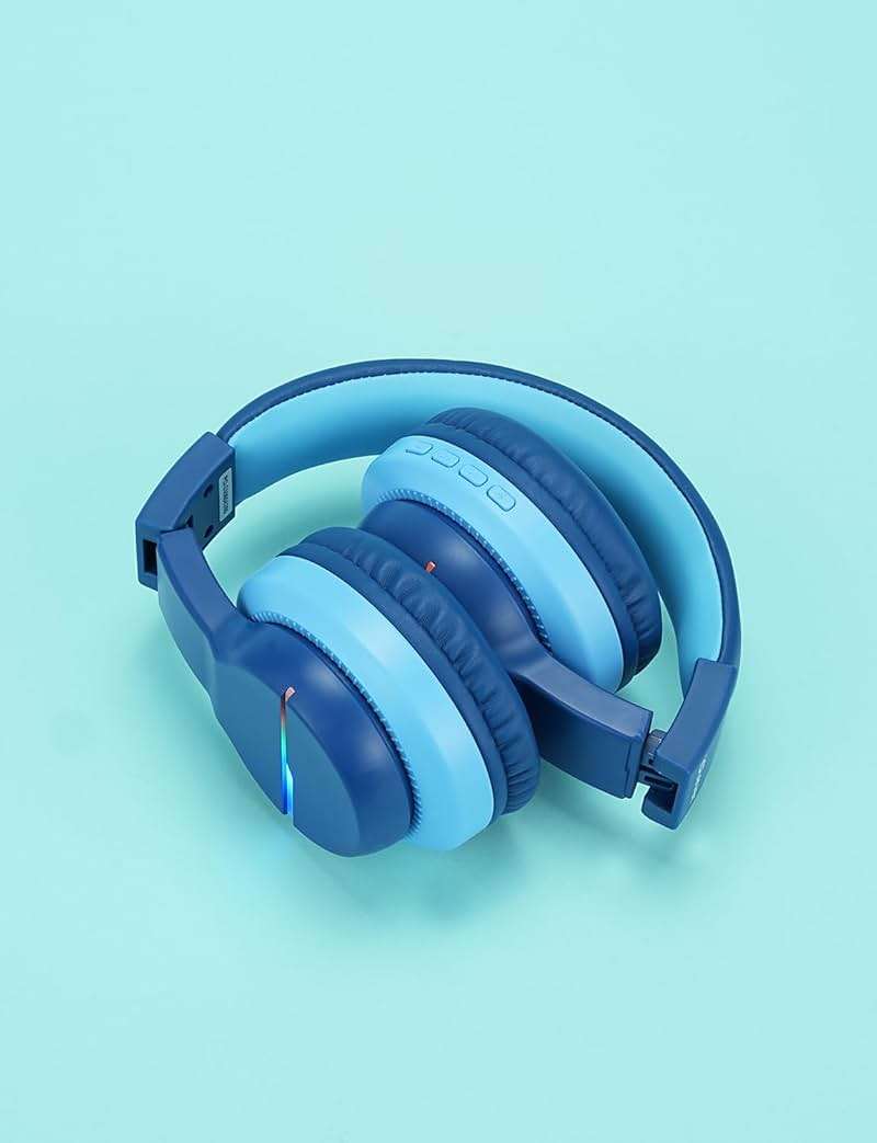 iClever BTH12 Kids Bluetooth Headphones,Colorful LED Lights Kids Headphones Wireless,74/85dBA Safe Volume,85H Playtime,Fast Charging,Bluetooth 5.2,Over Ear,Built-in Mic for iPad/Tablet/Airplane,Blue - Image 10