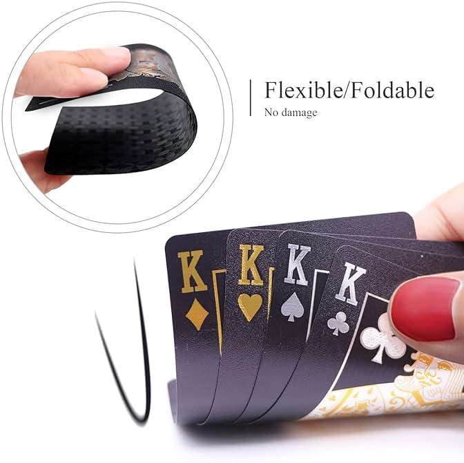 ACELION Waterproof Playing Cards, Plastic Playing Cards, Deck of Cards, Gift Poker (Black Diamond Cards) - Image 4
