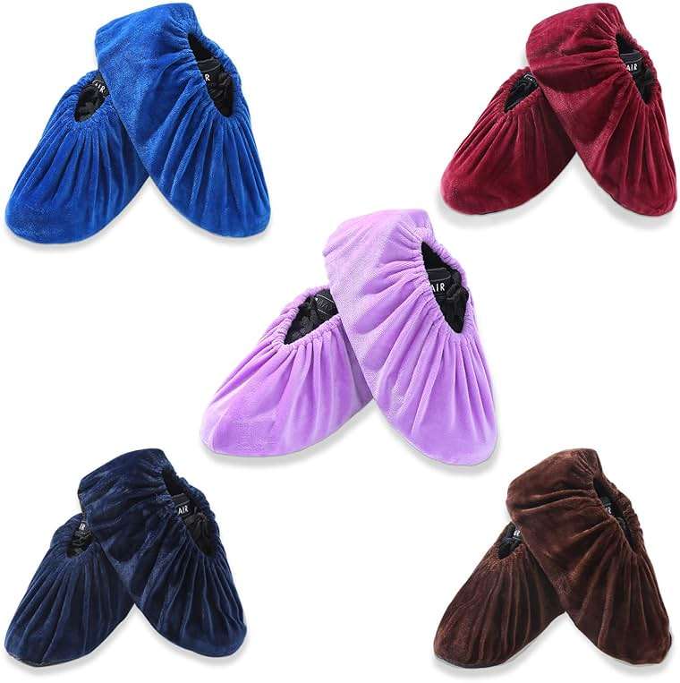 5 Pairs Reusable Non Slip Shoe Covers, Premium Soft Washable Thickened Boot Shoe Covers for Household, Office, Laboratory - Image 1