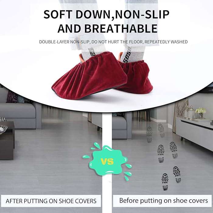 5 Pairs Reusable Non Slip Shoe Covers, Premium Soft Washable Thickened Boot Shoe Covers for Household, Office, Laboratory - Image 2