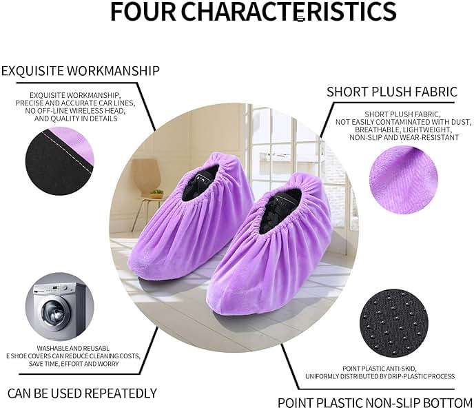 5 Pairs Reusable Non Slip Shoe Covers, Premium Soft Washable Thickened Boot Shoe Covers for Household, Office, Laboratory - Image 3