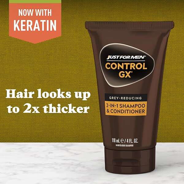 Just for Men Control GX Grey Reducing 2-in-1 Shampoo and Conditioner, Gradual Color with Keratin for Stronger Thicker and Healthier Looking, 4 Fl Oz - Pack of 3 - Image 4