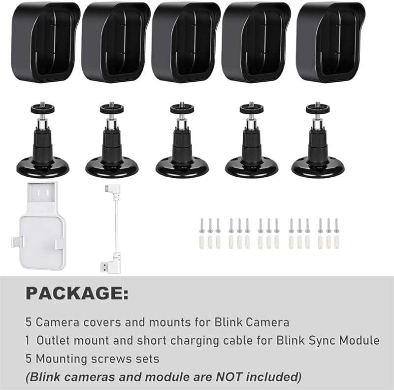 All-New Blink Outdoor Camera Wall Mount, 360° Adjustable Mount and Weather Proof Protective Housing with Blink Sync Module Outlet Mount for Blink Outdoor 4/2K+/3rd Gen Camera System (Black, 5 Pack) - Image 7