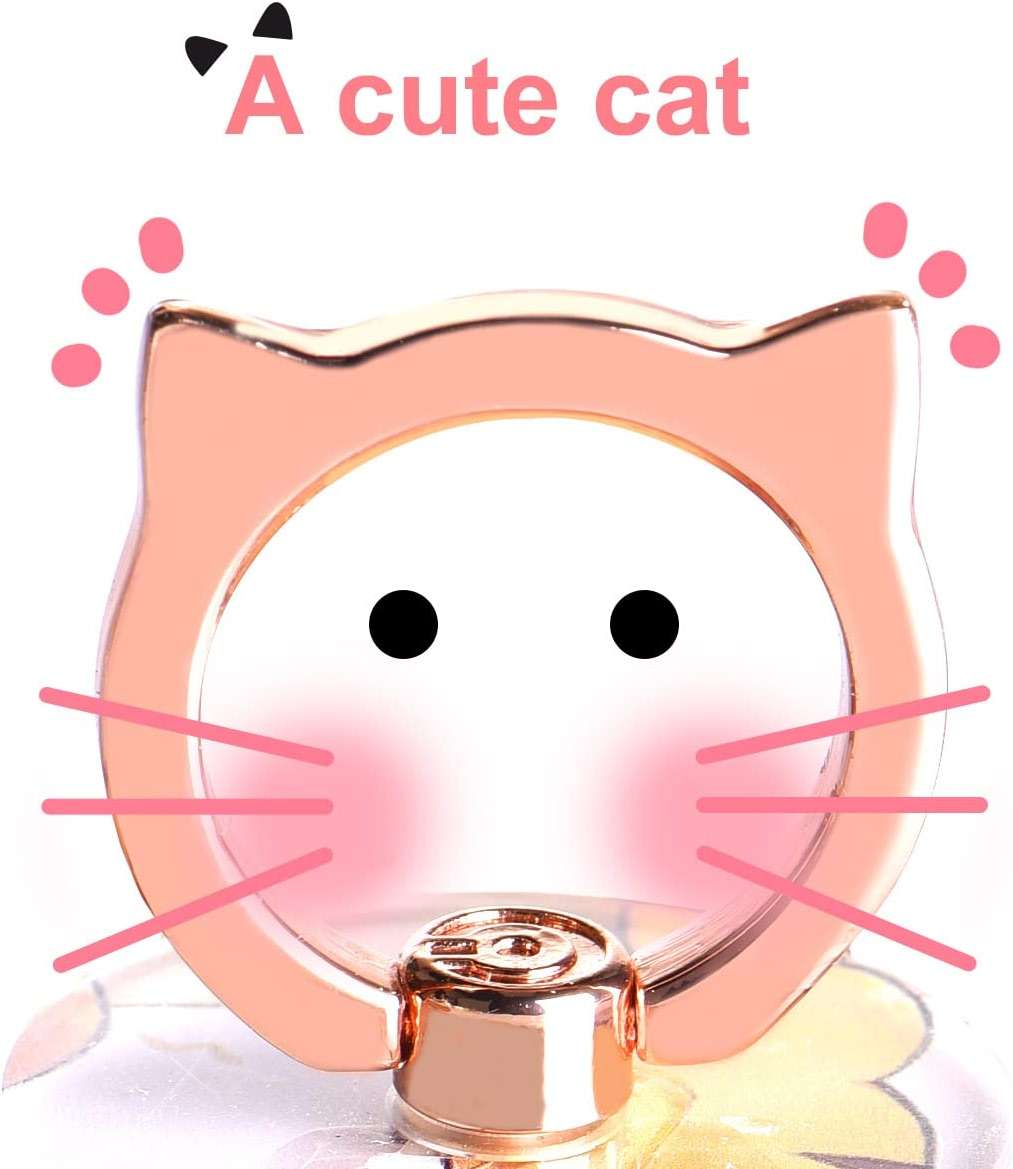 Cat Phone Ring Holder - EI Sonador Clear Cell Phone Ring Holder Transparent Stand Finger Grip (1 Silver + 1 Rose Gold Cat) - Image 4