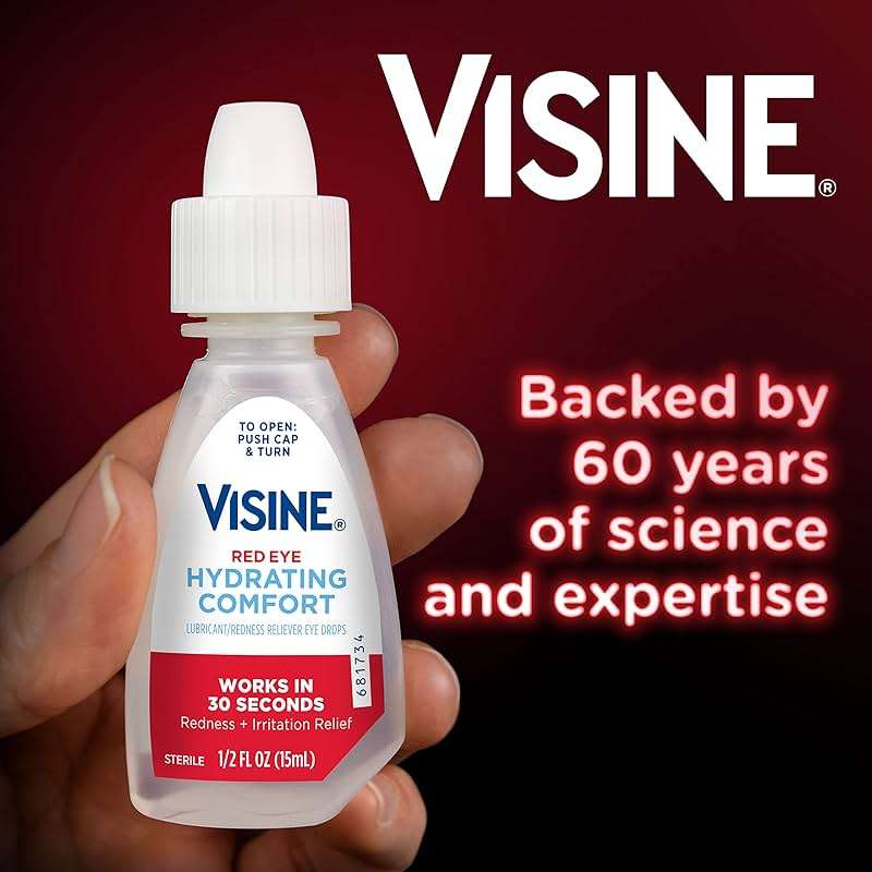 Visine Red Eye Hydrating Comfort Drops Works Fast Against Redness and Dryness, Offers Moisturizing Refreshing Relief to Protect from Further Irritation, 0.5 fl oz - Image 4