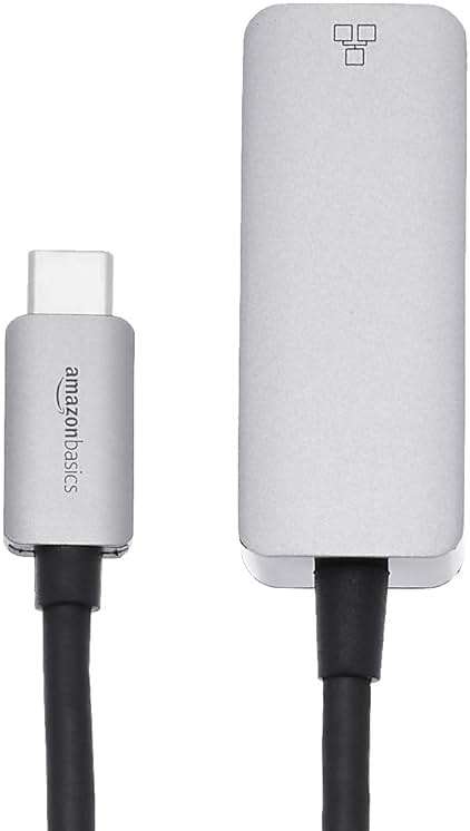 Amazon Basics Aluminum USB-C to RJ45 Gigabit Ethernet Adapter, Portable, Fast Network, Grey, 2.07 x 0.81 x 0.6 inches - Image 2