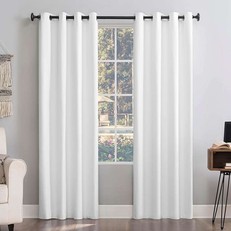 Sun Zero Columbia 2-Pack Thermal Energy Saving 100% Blackout Grommet Curtain Panel Pair, 50" x 84", Dove White - Image 1