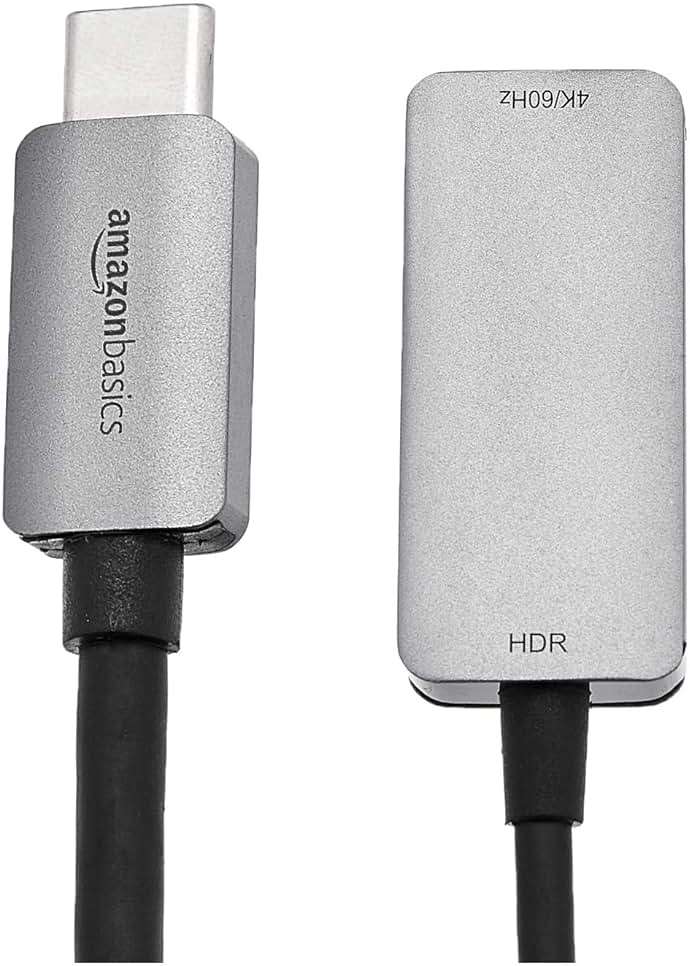 Amazon Basics USB-C 3.1 Male to HDMI Female Adapter for Phone and Tablet, 4K@60Hz, Portable, Plug and Play, Gray, 1.69 x 1.45 x 0.43 inches - Image 2