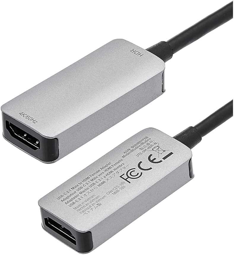 Amazon Basics USB-C 3.1 Male to HDMI Female Adapter for Phone and Tablet, 4K@60Hz, Portable, Plug and Play, Gray, 1.69 x 1.45 x 0.43 inches - Image 4