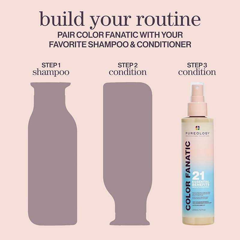 Pureology Color Fanatic Multi-Tasking Leave-In Spray - Detangling & Frizz Control, 21 Benefits for All Hair Types, Heat Protection, Infused with Coconut & Camellia Oils, Color Safe, Vegan - Image 7
