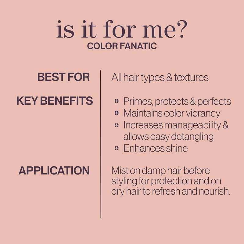 Pureology Color Fanatic Multi-Tasking Leave-In Spray - Detangling & Frizz Control, 21 Benefits for All Hair Types, Heat Protection, Infused with Coconut & Camellia Oils, Color Safe, Vegan - Image 8