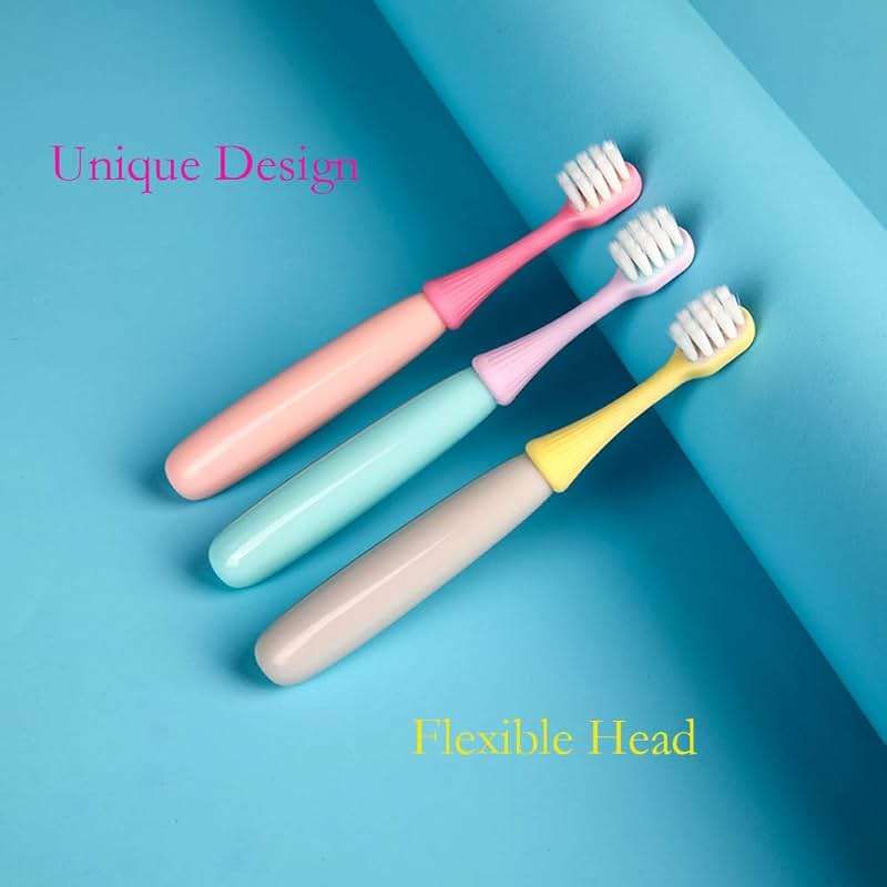 newrichbee 6 Packs Kids Toothbrush,Lovely Little Mushroom Extra Soft Bristles Toddler Toothbrush for 1-3Years Old (Pink& Yellow &Blue)… - Image 2