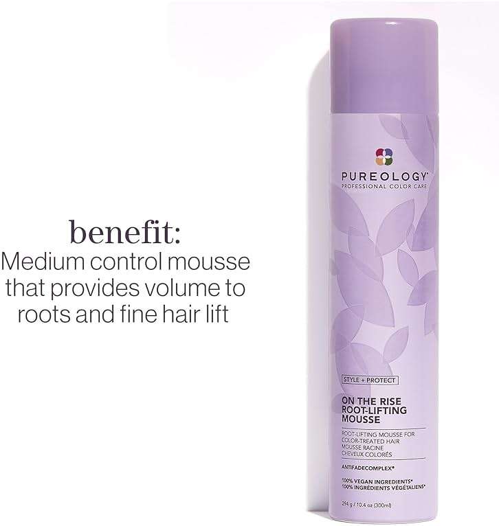 Pureology Style + Protect On The Rise Root Lifting Mousse For Flat and Color-Treated Hair - Provides Medium Control and Volume, Sulfate-Free and Vegan - Image 2