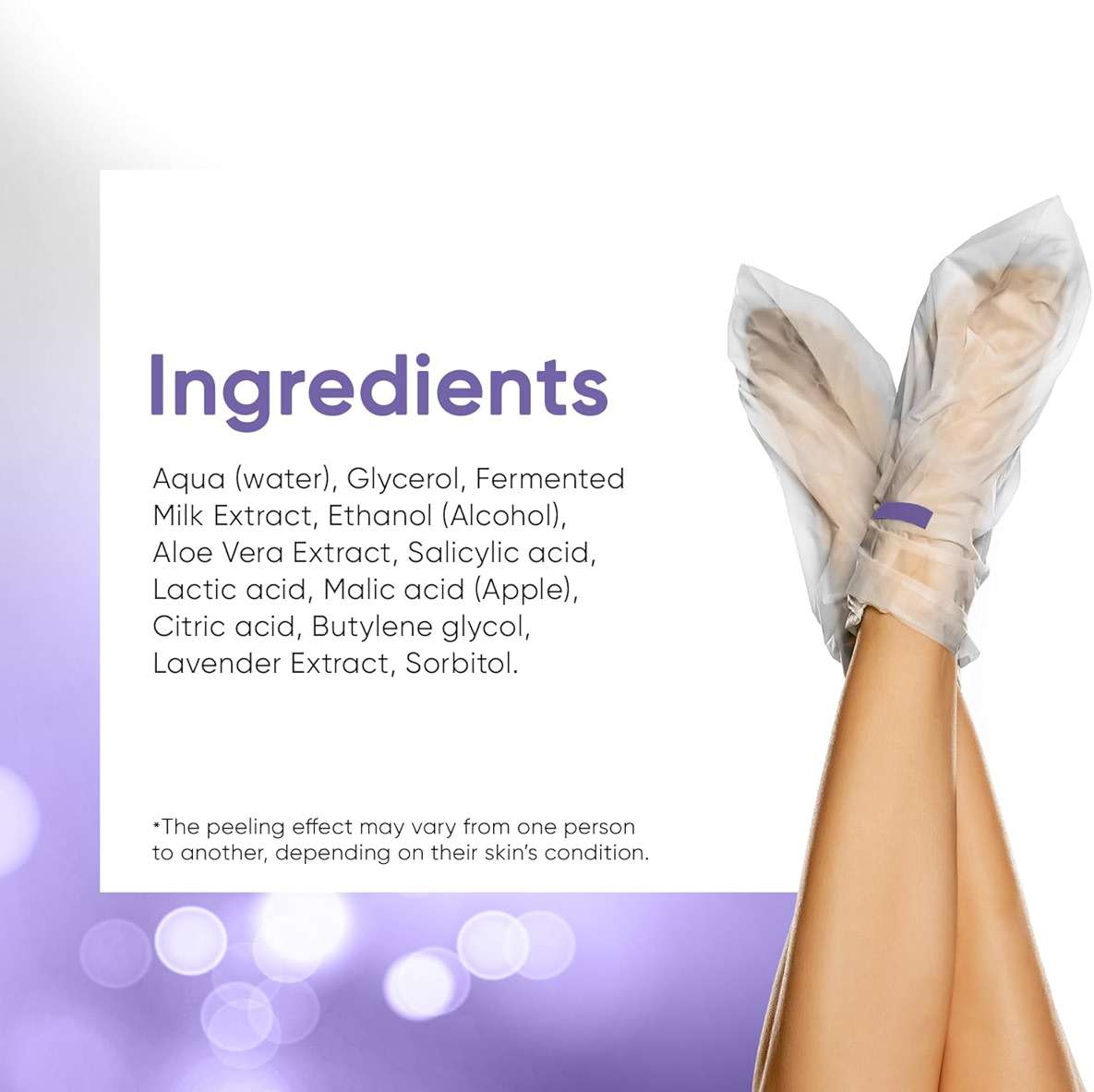 CÉLOR Foot Peeling Mask for Dry Cracked Feet | Foot Mask to Exfoliate Rough, Cracked, Dry Feet, Calluses for Soft Baby Feet Results | Made with Aloe Vera Extract for Women & Men (2 Pairs) | Lavender - Image 7