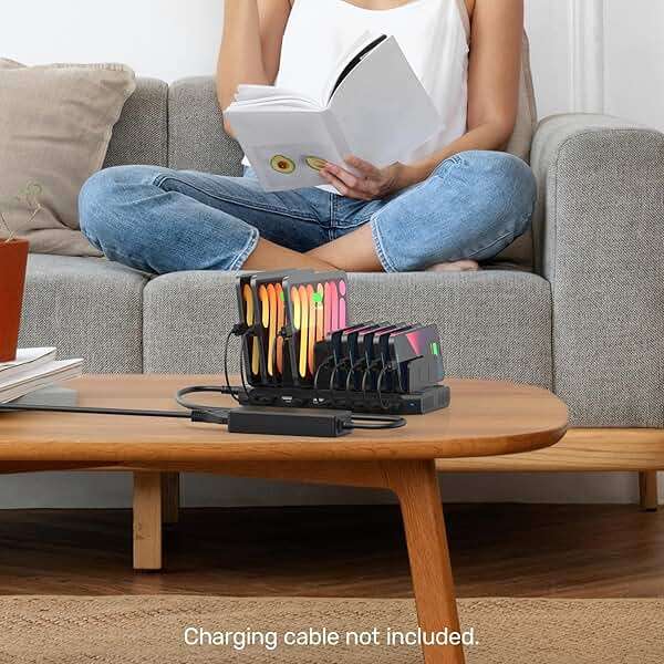 Alxum USB Fast Charging Station with Quick Charge 3.0, 10 Port Charging Stand for Multiple Devices, Compatible with iPad, iPhone, Samsung Galaxy, Black - Image 6