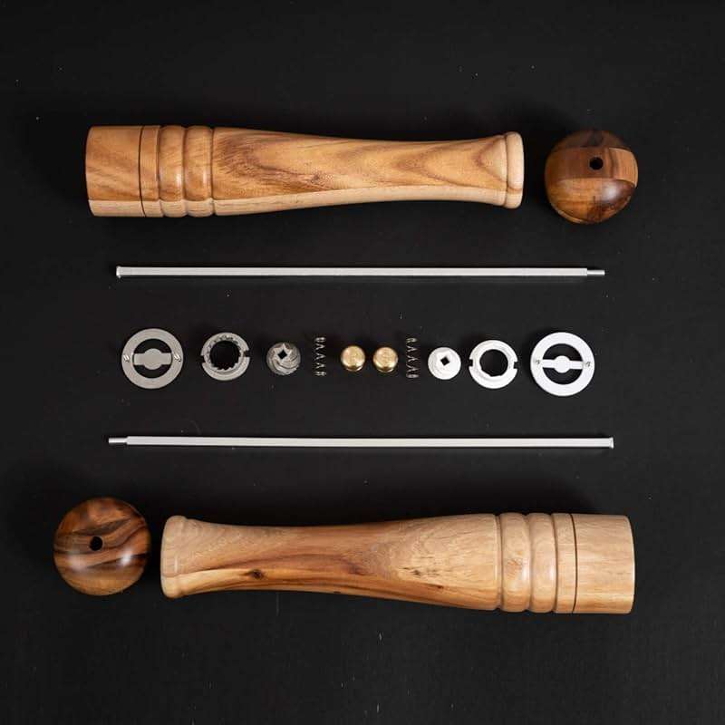 DeroTeno Salt and Pepper Mill Set, Pepper Grinder with Adjustable Stainless Steel Grinder, Salt Grinder with Ceramic Grinder, Acacia Wood, Height 30 cm / 12 inch - Image 6