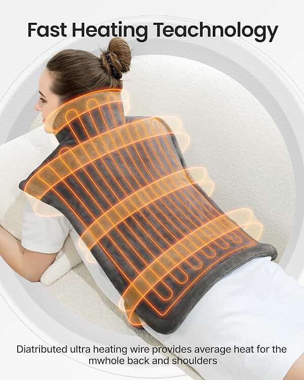 RENPHO Fathers Day Dad Gifts, Electric Heating Pad - 6 Heat Levels for Neck Shoulder and Back, Birthday Gifts for Women Men, Weighted Pad for Snug Fit, ETL Certified, FSA Eligible, 24"x33" Gray - Image 4