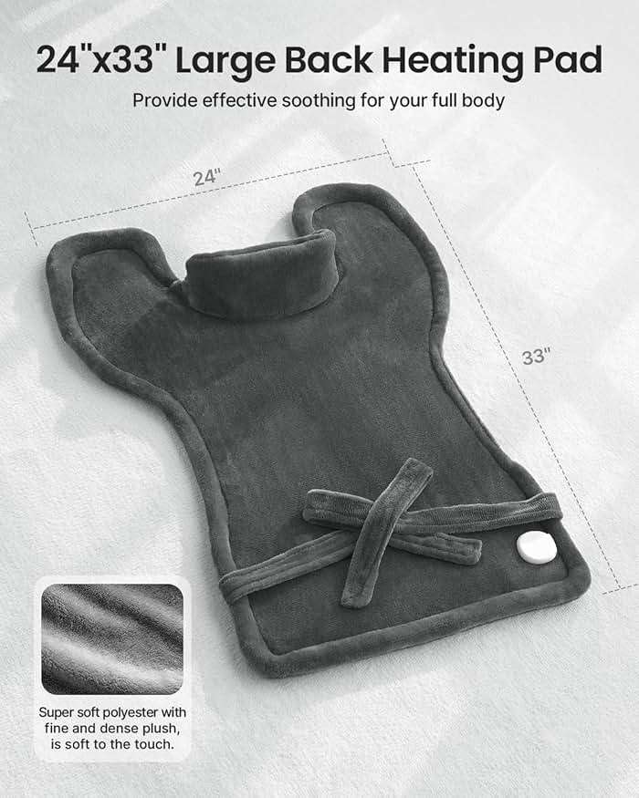 RENPHO Fathers Day Dad Gifts, Electric Heating Pad - 6 Heat Levels for Neck Shoulder and Back, Birthday Gifts for Women Men, Weighted Pad for Snug Fit, ETL Certified, FSA Eligible, 24"x33" Gray - Image 6