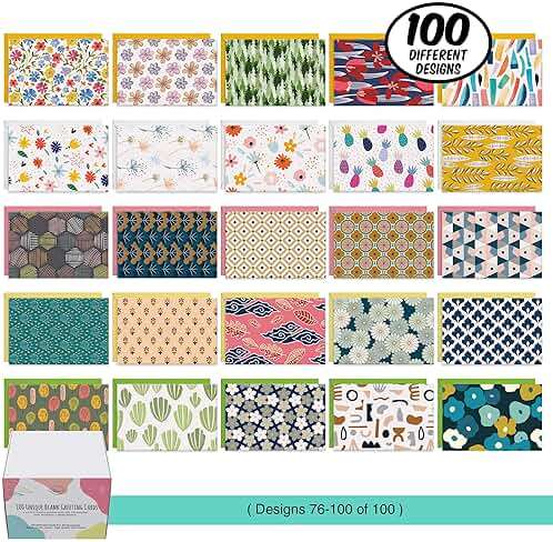 Dessie 100 Unique Blank Cards With Envelopes 4x6 - All Occasion Blank Greeting Cards w/Colored Envelopes & Gold Seals. No Repetition. Note Cards with Envelopes Set - Image 5