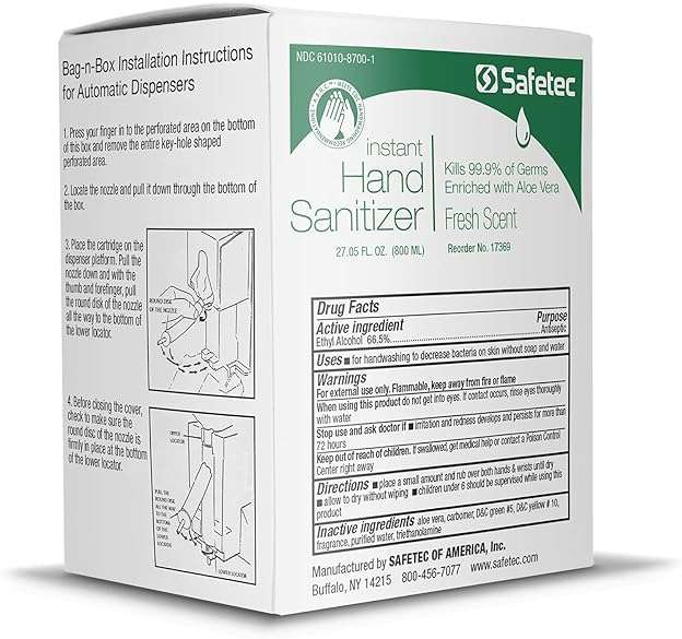 Safetec 800mL Hand Sanitizer Manual Dispenser Bag in Box Refill (Fresh Scent) - Image 2