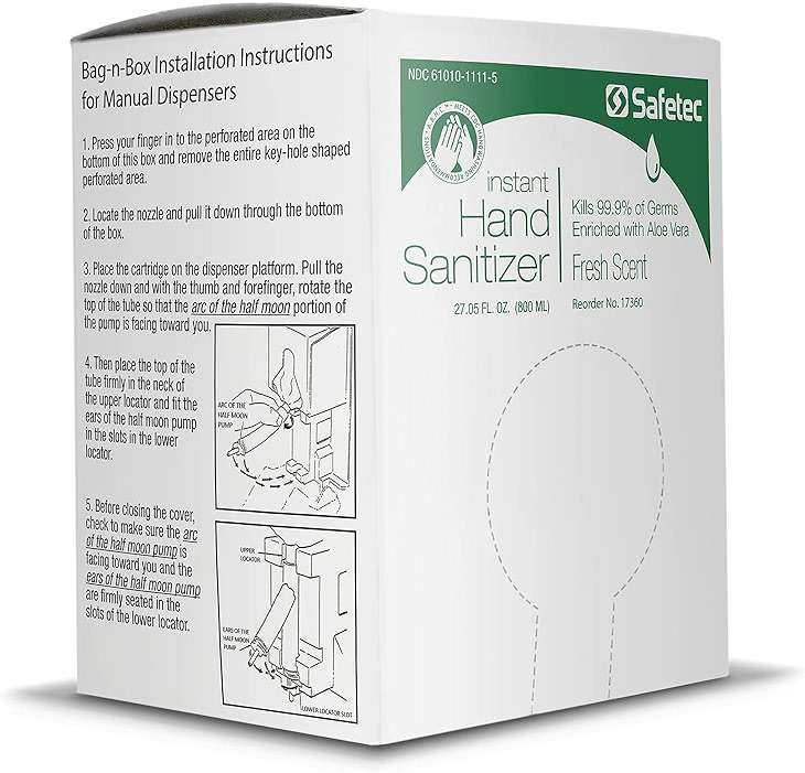 Safetec 800mL Hand Sanitizer Manual Dispenser Bag in Box Refill (Fresh Scent) - Image 3