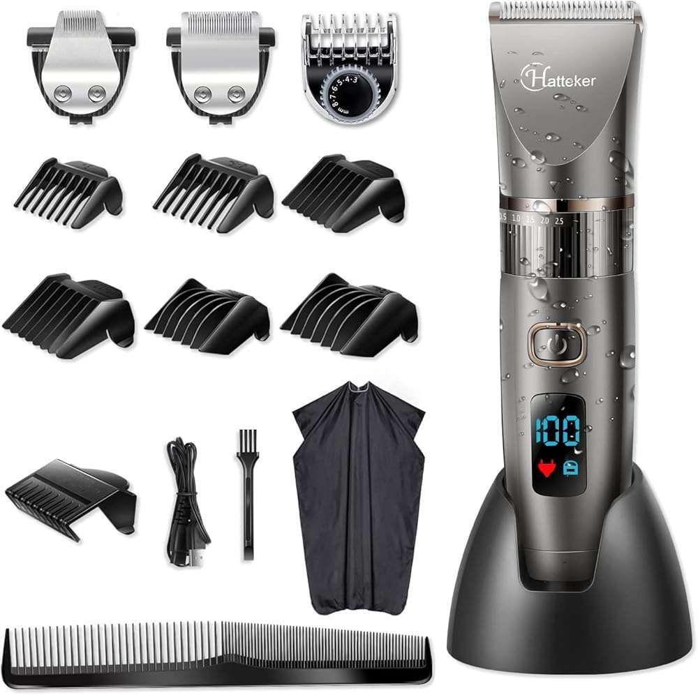 Hatteker Beard Trimmer for Men Professional Hair Clipper Hair Trimmer Shaver Haircut Detail Cutting Kit for Men Cordless Waterproof - Image 1