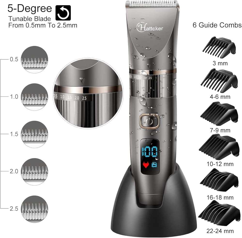 Hatteker Beard Trimmer for Men Professional Hair Clipper Hair Trimmer Shaver Haircut Detail Cutting Kit for Men Cordless Waterproof - Image 4