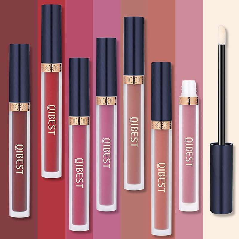 QiBest 7Pcs Matte Liquid Lipstick + 1Pcs Lip Plumper Makeup Set Kit, Pigmented Long Lasting Lip Gloss Set, Velvet Waterproof Halloween Lip Makeup Valentine's Day Gift Sets for Girls and Women - Image 3