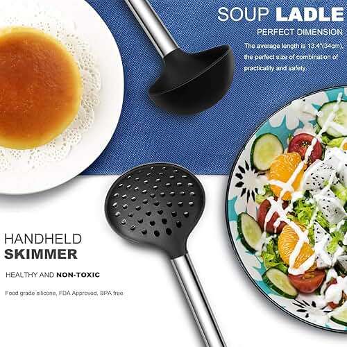 Kitchen Utensil Set-Silicone Cooking Utensils-33 Kitchen Gadgets & Spoons for Nonstick Cookware-Silicone and Stainless Steel Spatula Set-Best Kitchen Tools, Useful Pots and Pans Accessories - Image 4