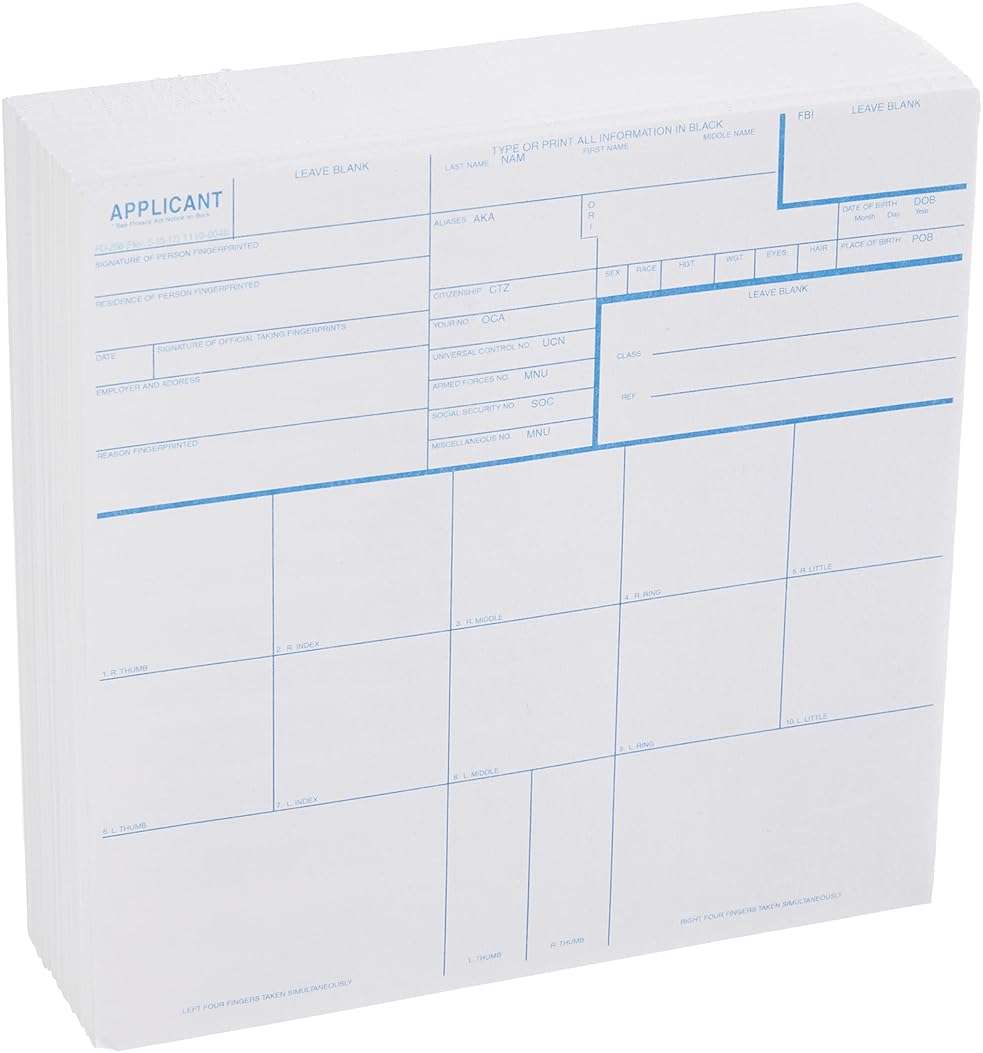 FD-258 Fingerprint Card - Blue, 250 Pack (Blue, 250) - Image 1