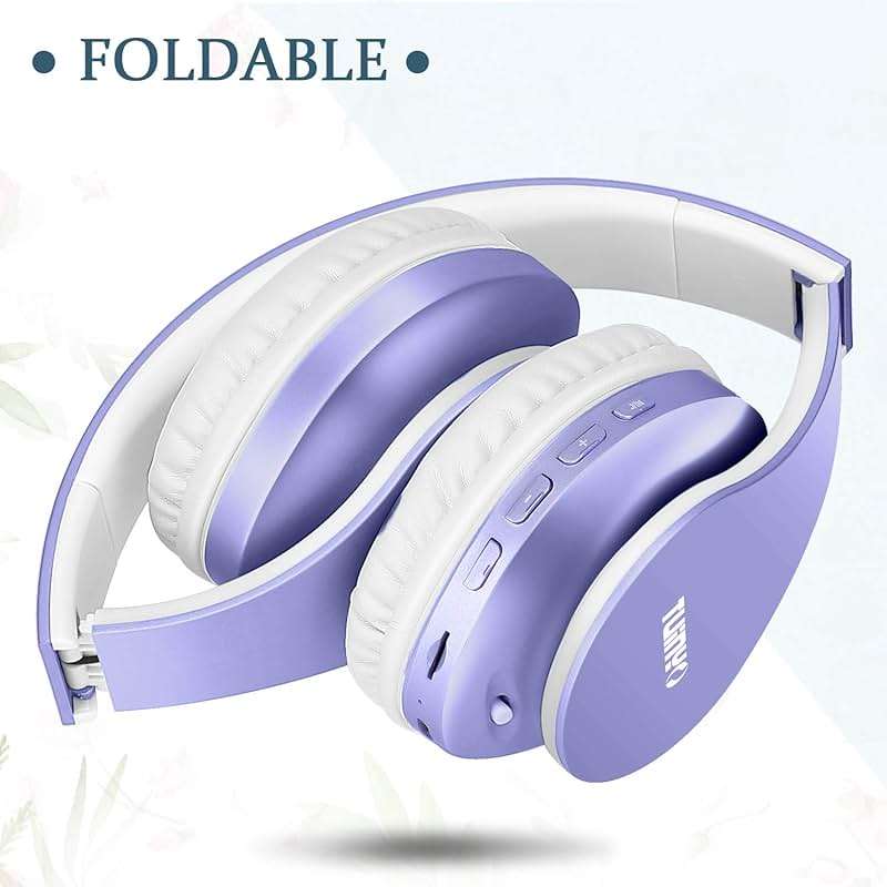 TUINYO Wireless Headphones Over Ear, Bluetooth Headphones with Microphone, Foldable Stereo Wireless Headsetfor Travel Work TV PC Cellphone-Purple - Image 3