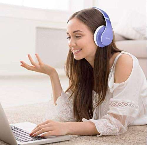 TUINYO Wireless Headphones Over Ear, Bluetooth Headphones with Microphone, Foldable Stereo Wireless Headsetfor Travel Work TV PC Cellphone-Purple - Image 6
