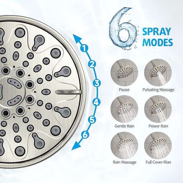 Brushed Nickel Shower Faucet Set, EMBATHER Shower Fixtures with 6 Inch Rainfall Shower Head, Single Handle Control Shower Valve and Trim Kit - Image 5