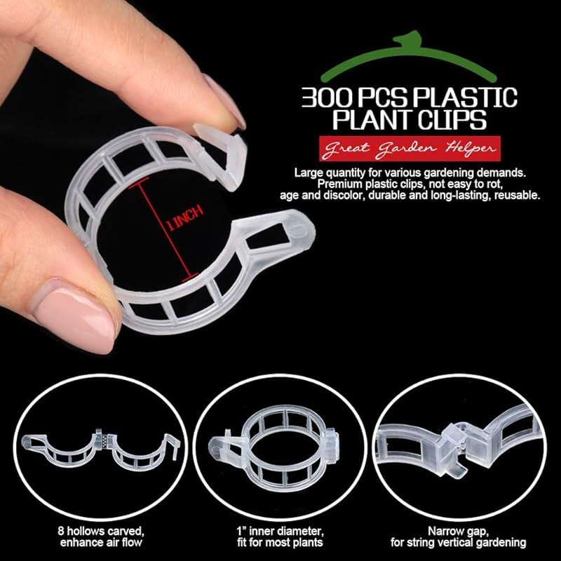 FANDAMEI 300 PCS Plant Support Clips, Plastic Garden Plant Ties, Tomato Clips Trellis for Tomato Cucumber Flower Squash Vine, 1” Inner Diameter for Climbing Plants - Image 4