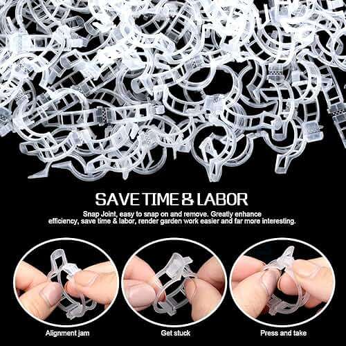FANDAMEI 300 PCS Plant Support Clips, Plastic Garden Plant Ties, Tomato Clips Trellis for Tomato Cucumber Flower Squash Vine, 1” Inner Diameter for Climbing Plants - Image 5