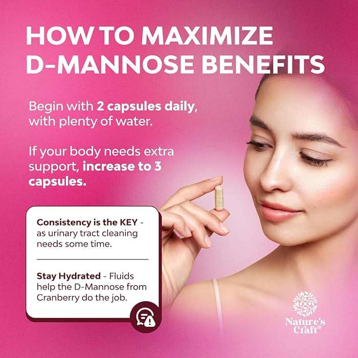 D Mannose with Cranberry Supplement - Potent D Mannose 1000mg Capsules for Kidney Defense Support & Cleanse and Urinary Tract Health for Women & Men - Bladder Health Supplement for Adults - 60 Count - Image 4