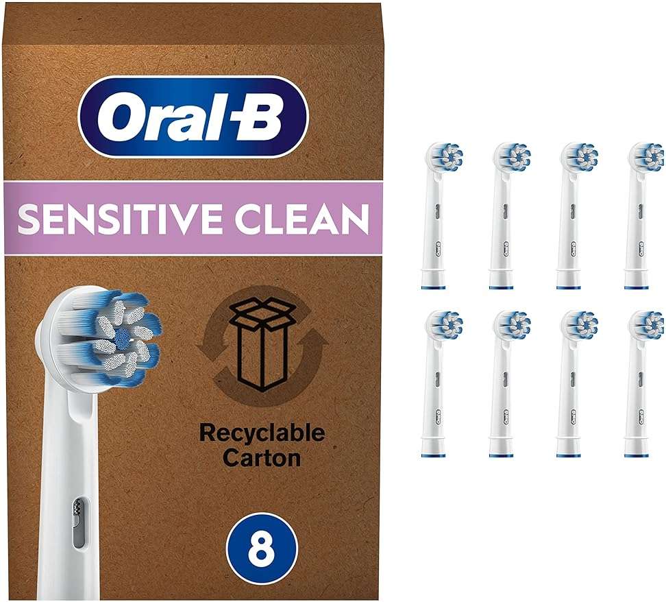 Braun Oral-B 4210201320180 Sensitive Clean Toothbrush Heads for Our Gentle Cleaning, in Letterbox Packaging Pack of 8 - Image 1