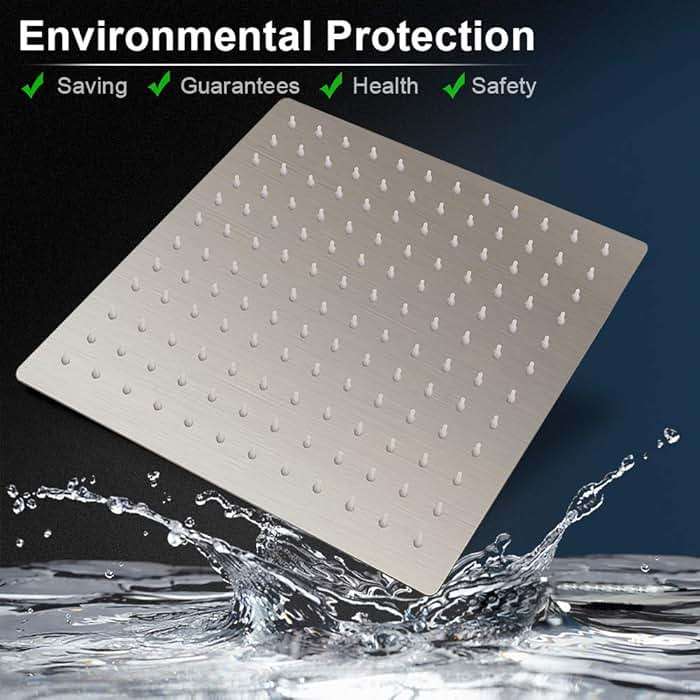 12 Inch Square Rain Showerhead with 11 Inch Adjustable Extension Arm,Large Stainless Steel High Pressure Shower Head,Ultra Thin Rainfall Bath Shower with Easy to Clean and Install-Brushed Nickel - Image 7