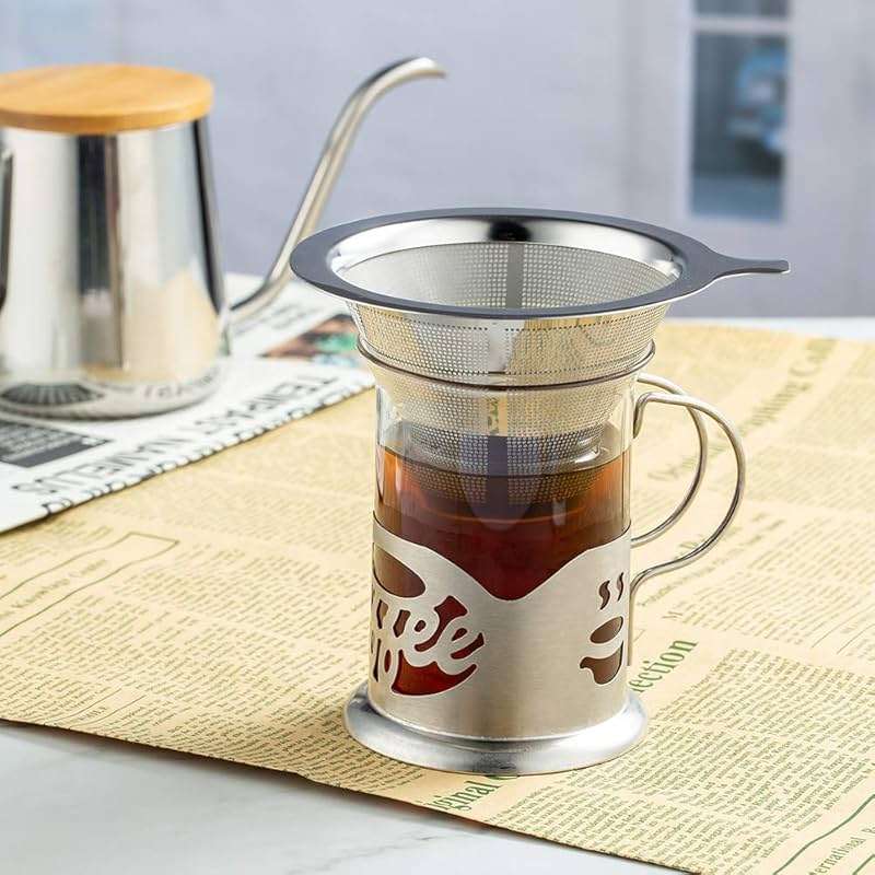 ANNMEXX Upgraded Pour Over Coffee Filter, Coffee Dripper, Paperless Mess Stainless Steel Coffee Filter, Maker One to Two Cup Coffee, Easy to Use and Clean (1-2Cups) - Image 3