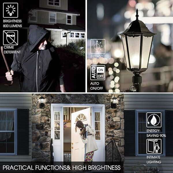Energetic 4-Pack Dusk to Dawn LED Outdoor Light Bulb, 60 Watt Equivalent(6W), 800LM, Daylight 5000K, E26 Base, Automatic On/Off Sensor Light Bulb for Porch, Hallway, Garage, ETL Listed - Image 6