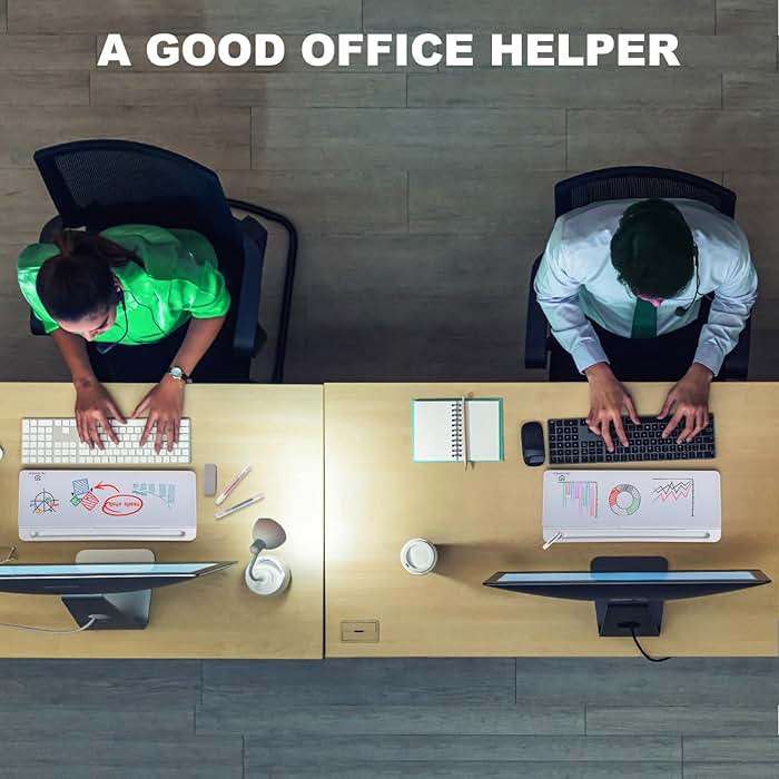 TSJ OFFICE Small Desktop Whiteboard -Glass Dry Erase Board Computer Keyboard Stand White Board Surface Pad with Drawer, Desk Organizers with Accessories for Office, Home, School Supplies - White - Image 6