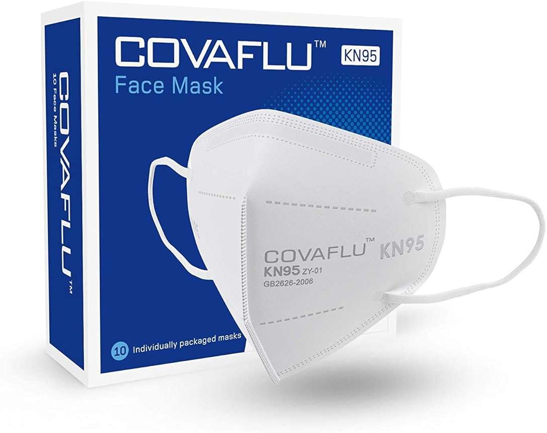 Covaflu KN95 Face Masks, White Face Mask Pack of 10 | KN95 Masks for Adults, Disposable Mask for Daily Use & Travel, Dust & Pollen Protection - Comfortable Fit with Loops - Image 1