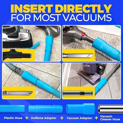 Holikme 2 Pieces Dryer Vent Cleaner Kit, Dryer Lint Vacuum Attachment and Flexible Dryer Lint Brush, Dryer Vent Vacuum Hose Attachment,Blue - Image 3