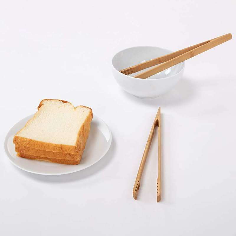 DUJEN 2 Pieces Bamboo Toast Tongs, 10.2 Inches Long Wood Toaster Tongs with Anti-slip Design, Tongs for Cooking with Cooking Oil Coating - Image 6