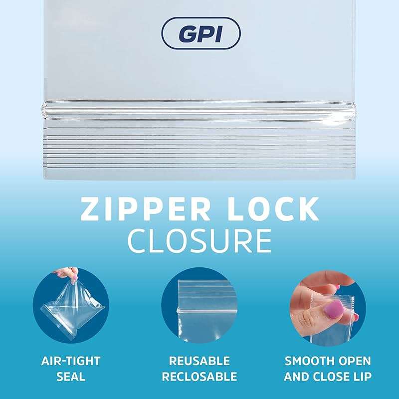 GPI - 10" x 12" 1 Gallon Zip Bags, 500 Count, 2 Mil, Clear Plastic Reclosable Poly Baggies, with Resealable Zip Top Lock. for A4 Letter Size Paper, Apparel, Clothing, Food, Home & Office Supplies. - Image 6