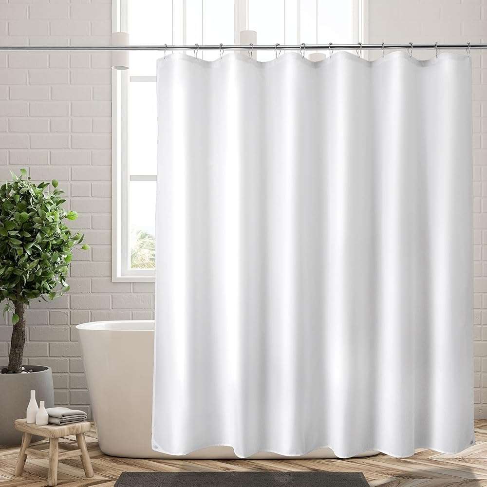 Titanker Waterproof Fabric Shower Curtain Liner Washable, Cloth Shower Liner with Magnets, White Shower Liner Soft Fabric, Lightweight Shower Curtain Liner, 70x72 Inches - Image 9