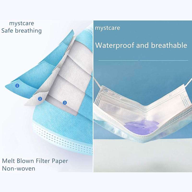 mystcare Disposable Face Mask 50 Pack Individually Packaged Wrapped Protection For Adults 3-layer Filter Safety Face Masks - Image 5