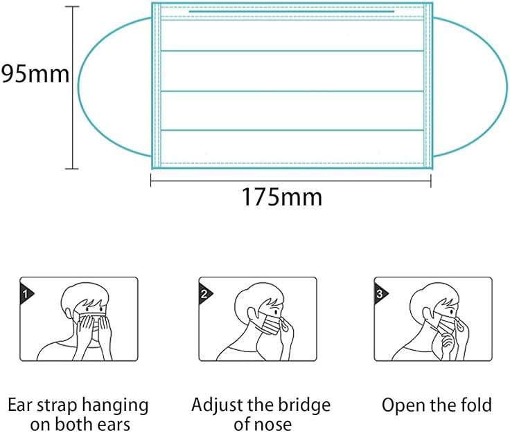 mystcare Disposable Face Mask 50 Pack Individually Packaged Wrapped Protection For Adults 3-layer Filter Safety Face Masks - Image 7