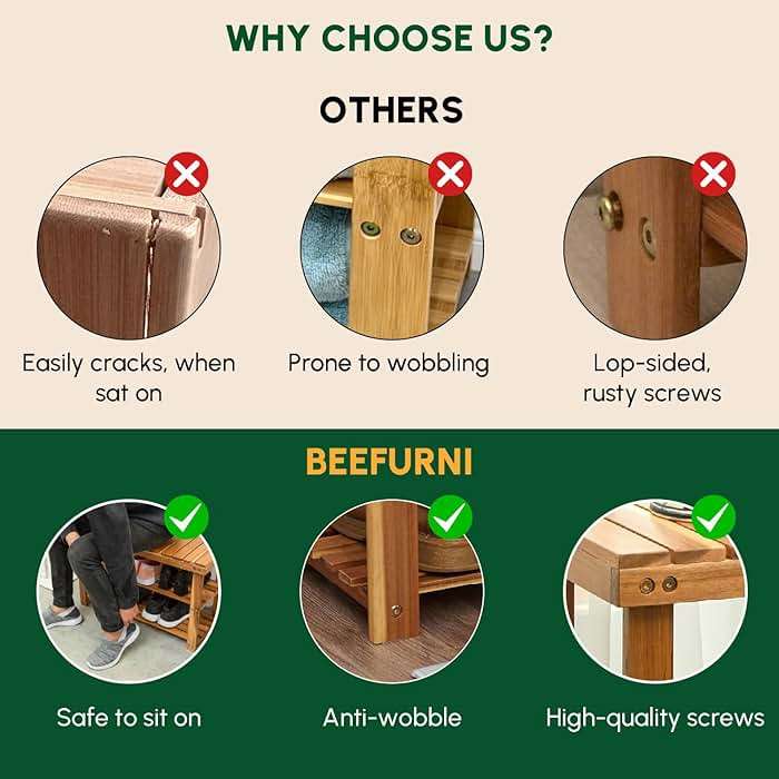 BEEFURNI Wooden Shoe Rack Bench, 3-Tier Wooden Shoe Organizer for Entryway, Aciaca Bench with Shelf, Solid Wood Shoe Storage Bench for Doorway, Hallway, 300 LBS, 1-Year Warranty, Natural Acacia - Image 6